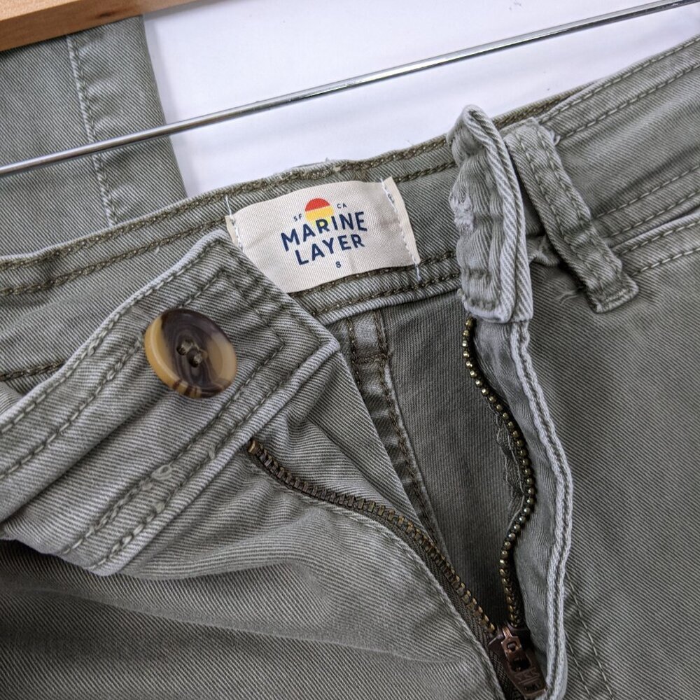 Marine Layer Size 8 Bridget Wide Leg Crop Pants in Olive Green Style 14650 - Picture 7 of 9